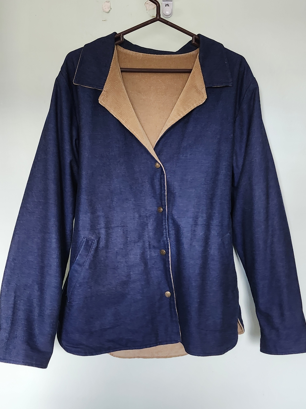 L.L. Bean Reversible Navy and Tan Corduroy Jacket